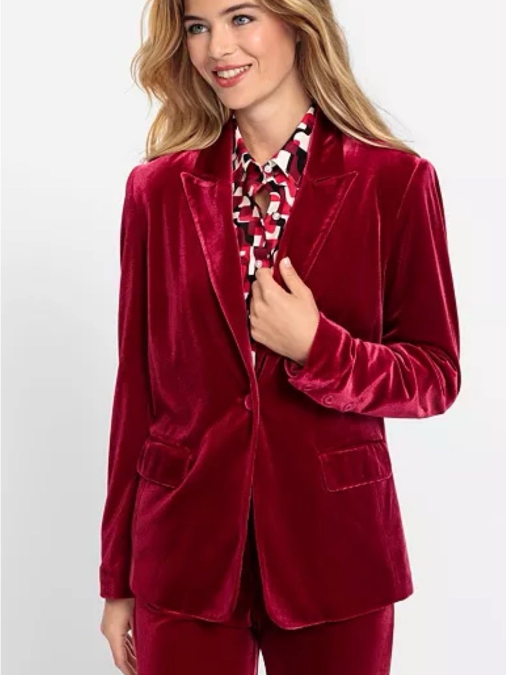 Main Strip Velvet Blazer in Rich Burgundy
